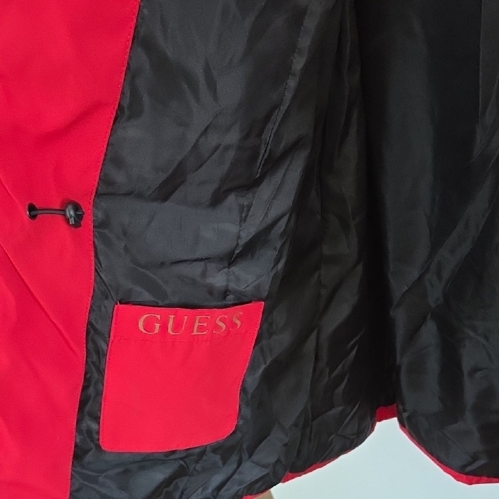 NWT Guess Red Women's Puffer Jacket with Faux Fur Hood - Picture 9 of 10